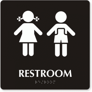 A design for a unisex bathroom sign.